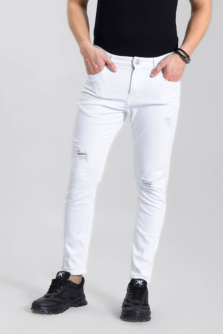 Distressed White Skinny Jeans