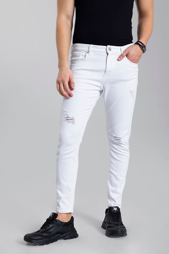 Distressed White Skinny Jeans