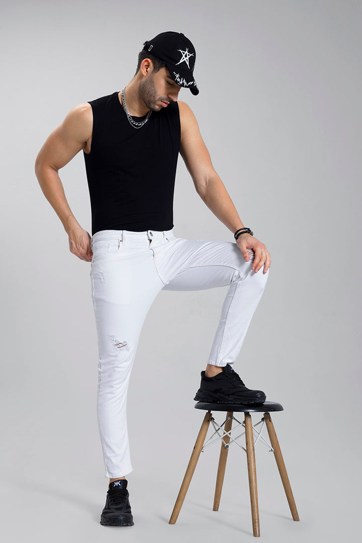 Distressed White Skinny Jeans