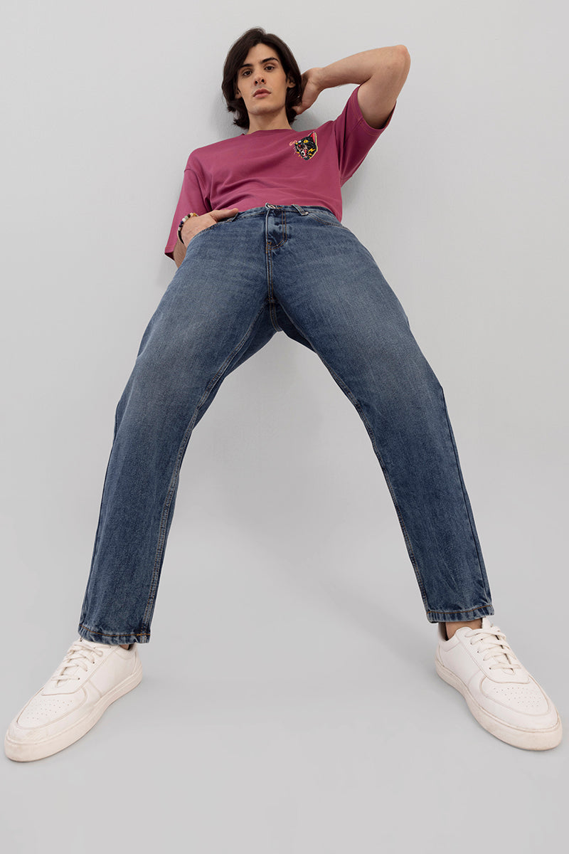 Boozy Mid Blue Basic Baggy Fit Jeans