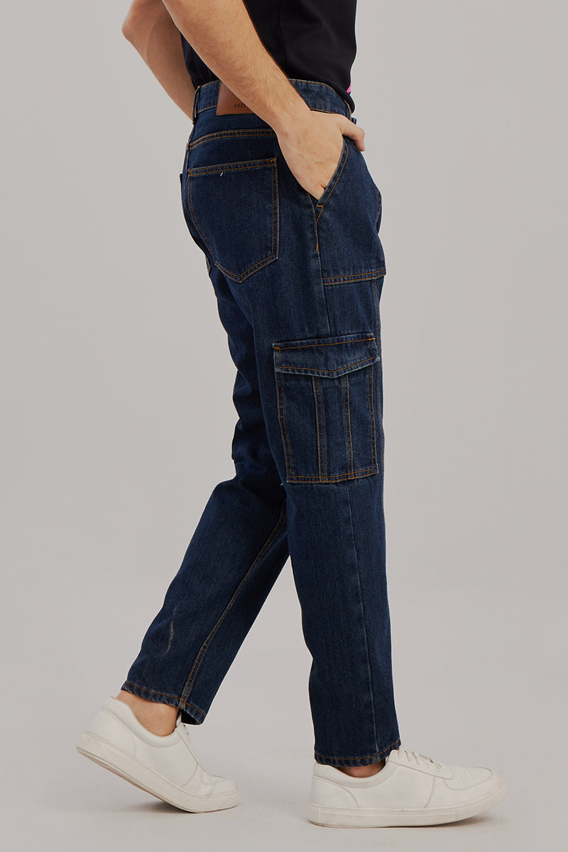 Hip Hop Dark Blue Baggy Cargo Jeans