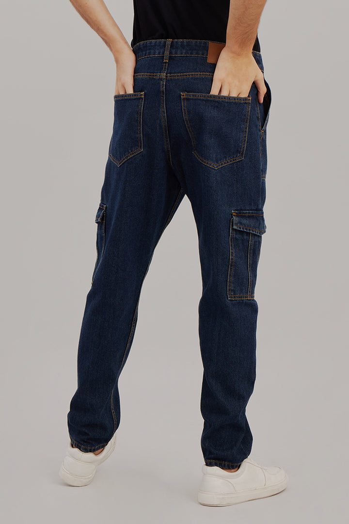 Hip Hop Dark Blue Baggy Cargo Jeans