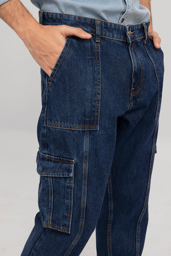 Hip Hop Blue Baggy Cargo Jeans