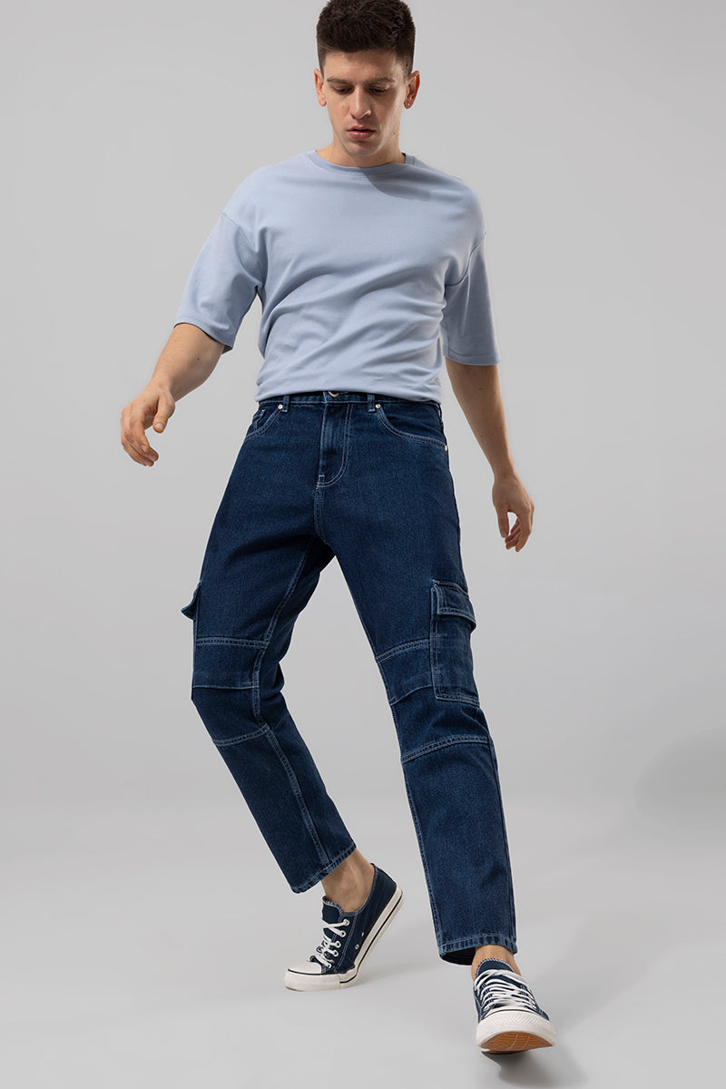 Buy Men's Buzzer Blue Cargo Baggy Jeans Online