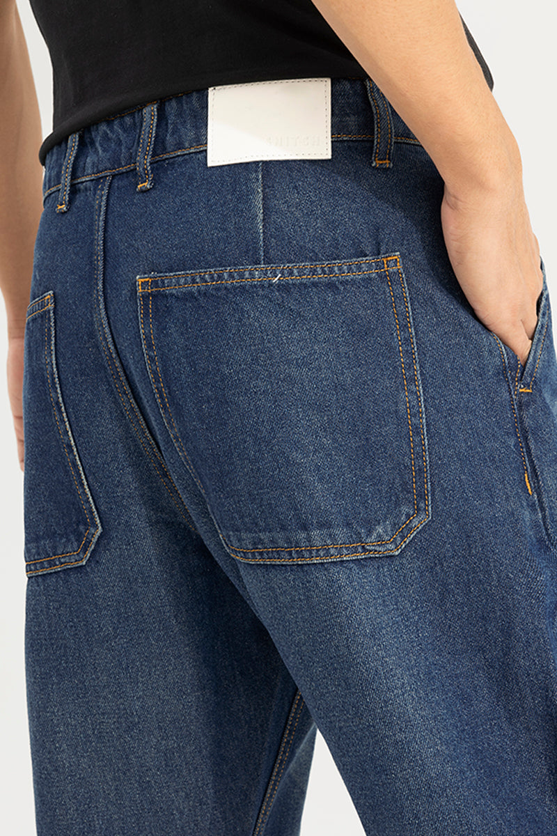 Buy Men's Zappy Blue Basic Baggy Jeans Online | SNITCH