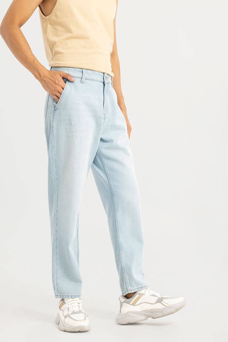 Buy Men's Zappy Sky Blue Basic Baggy Jeans Online | SNITCH