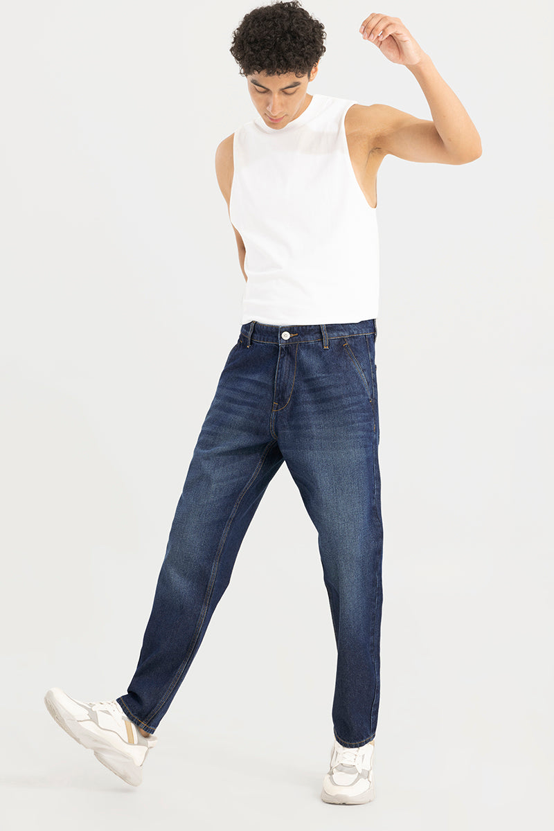 Zappy Mid Blue Basic Baggy Jeans