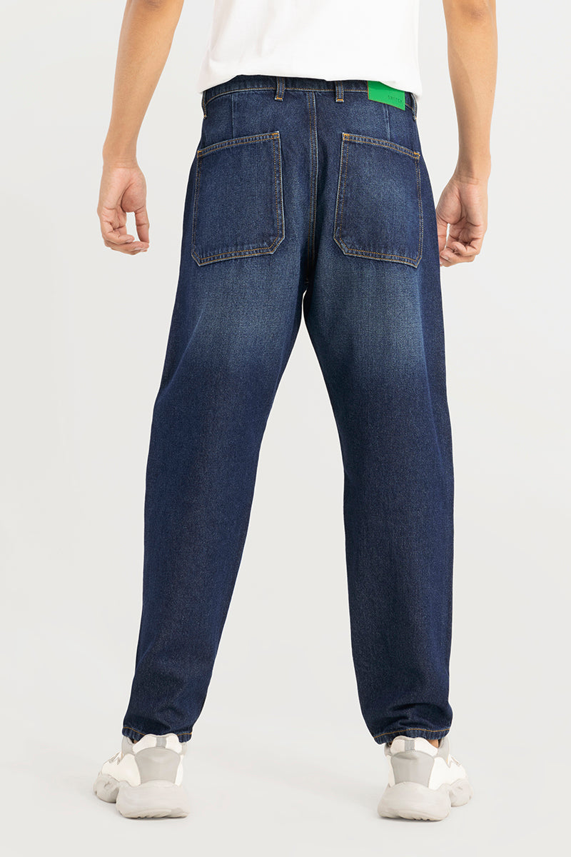 Zappy Mid Blue Basic Baggy Jeans