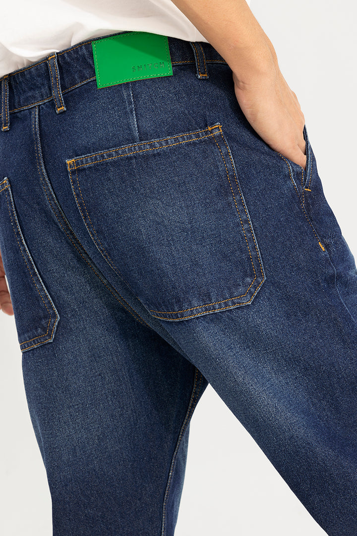 Zappy Mid Blue Basic Baggy Jeans