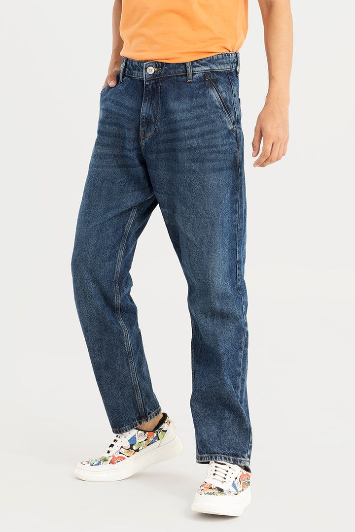 Zappy Washed Blue Basic Baggy Jeans