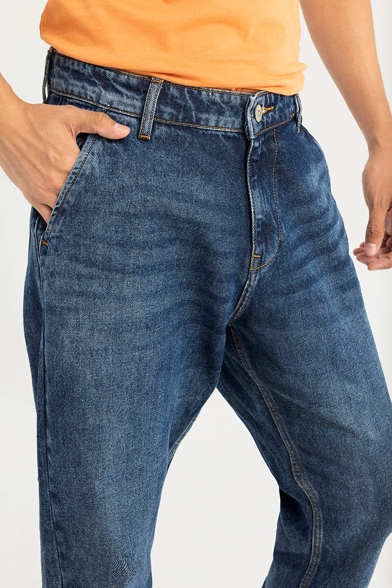 Zappy Washed Blue Basic Baggy Jeans