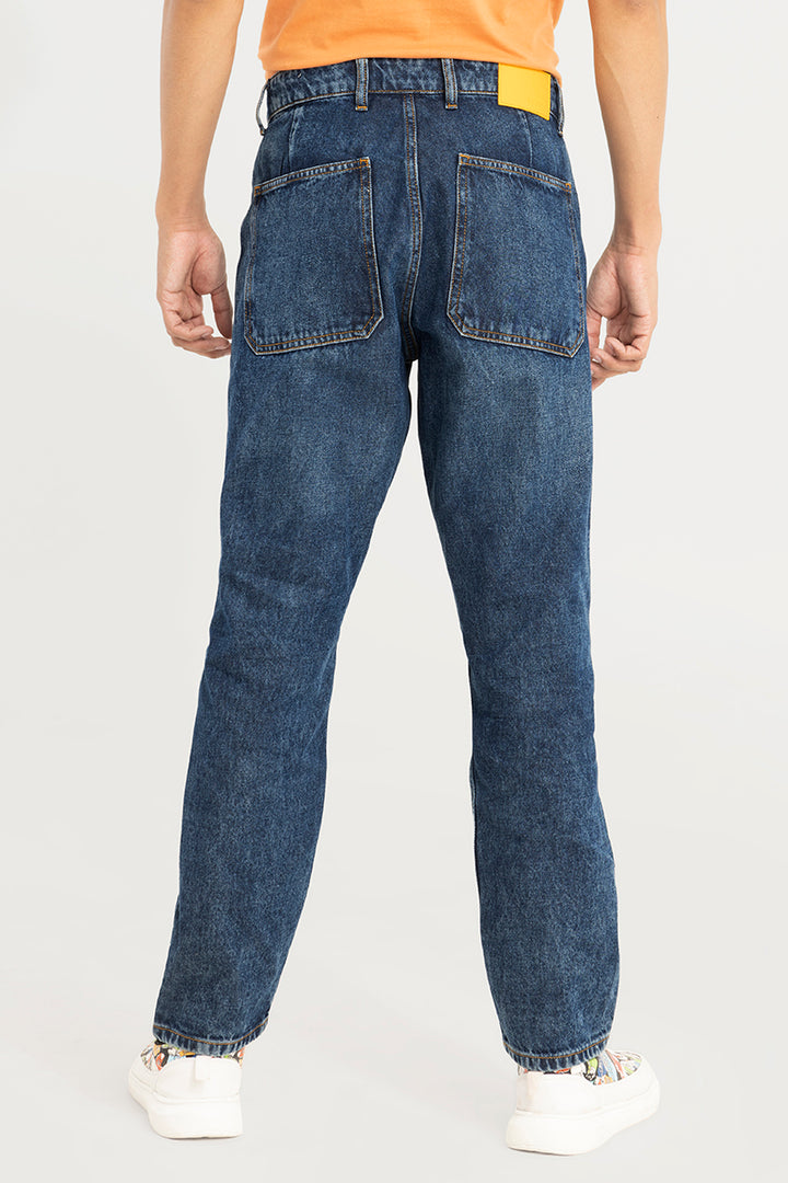 Zappy Washed Blue Basic Baggy Jeans