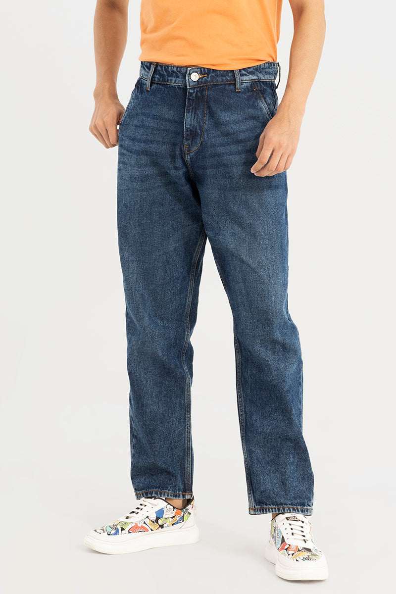 Zappy Washed Blue Basic Baggy Jeans