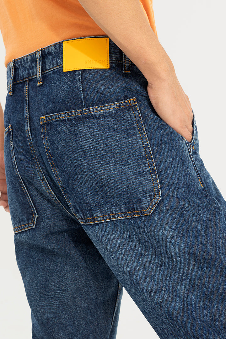 Zappy Washed Blue Basic Baggy Jeans