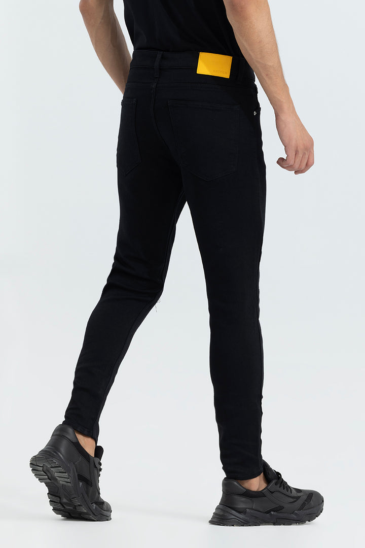 Authentic Jet Black Knee Cut Skinny Jeans