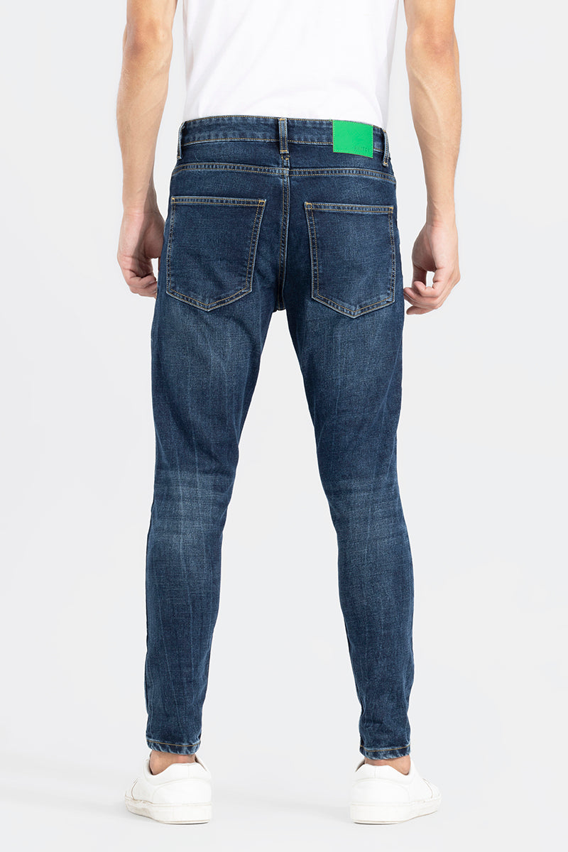 Zipper Pocket Mid Blue Skinny Jeans