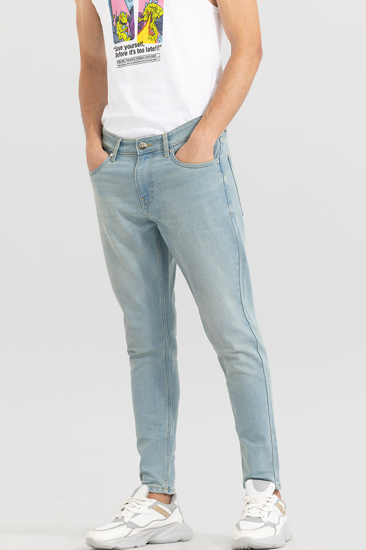 Zipper Pocket Blue Skinny Jeans