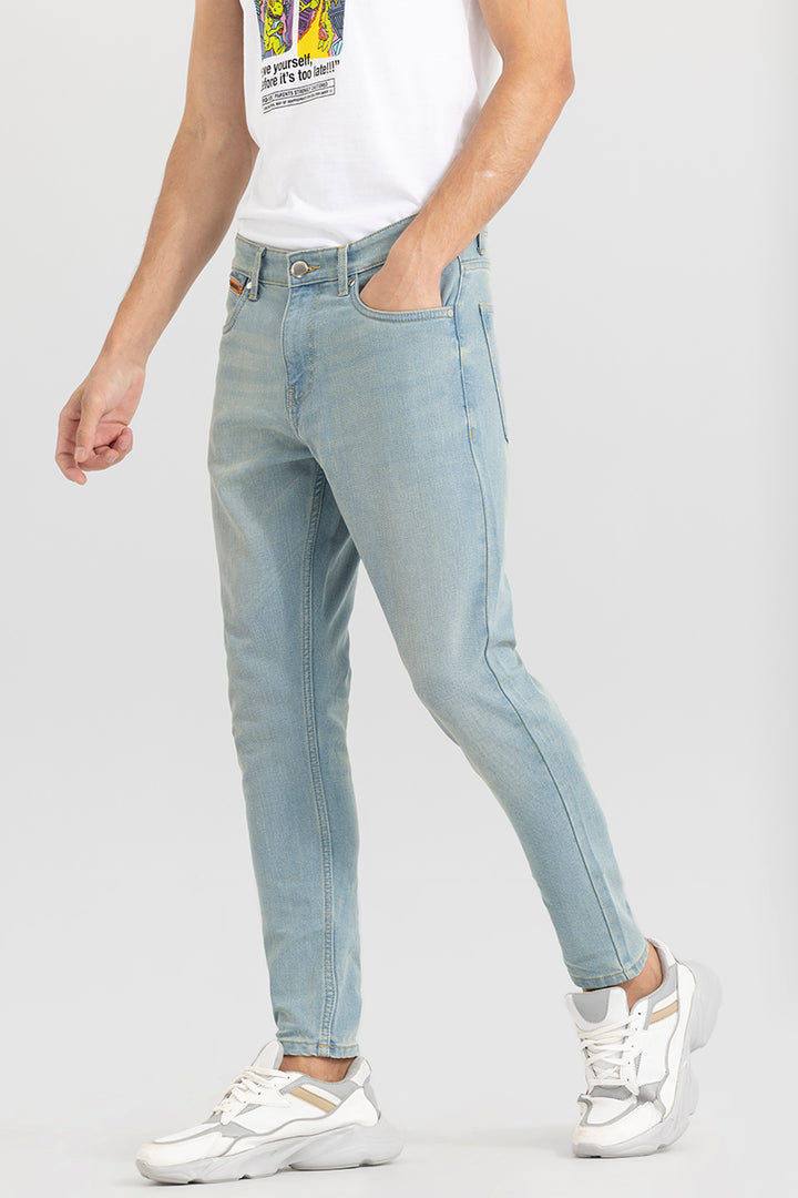 Zipper Pocket Blue Skinny Jeans