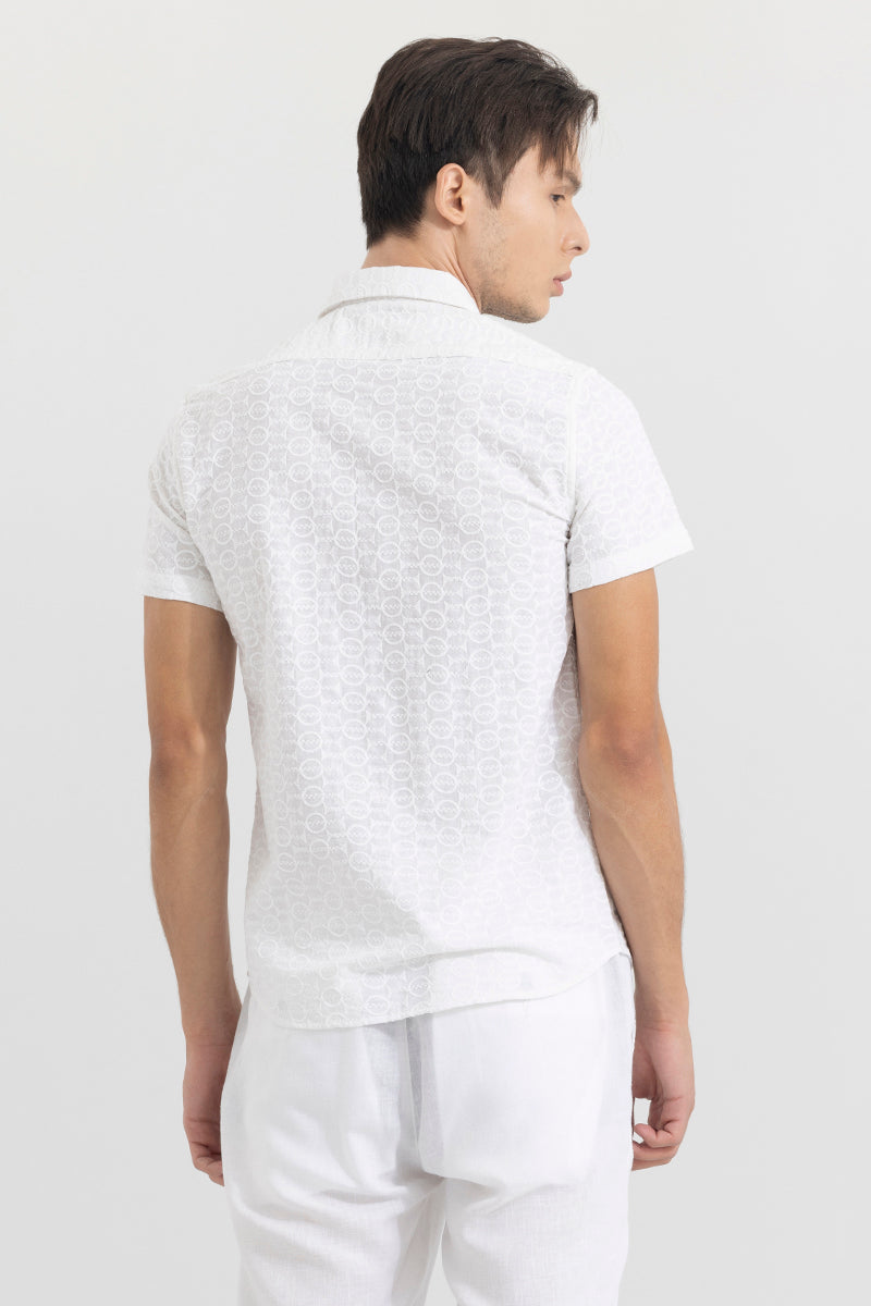 Circle Line White Embroidery Shirt