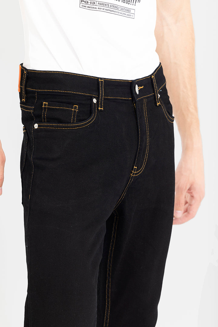 Starry Black Contrast Stitch Skinny Jeans