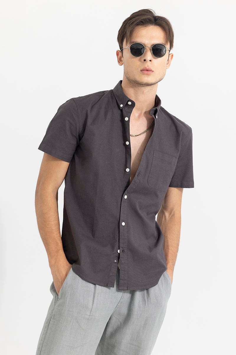 Buy Men's Ivory Embrace Dark Grey Oxford Shirt Online | SNITCH