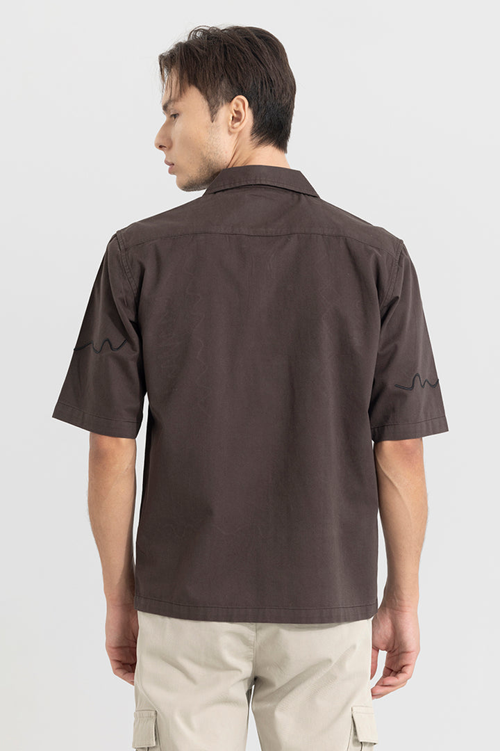 Self Embroided Brown Shirt