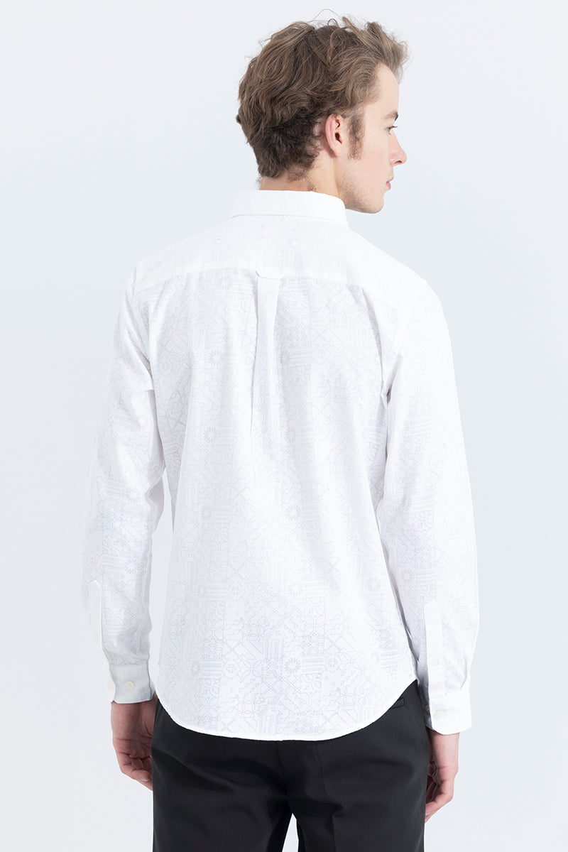 Flower Art White Jacquard Shirt