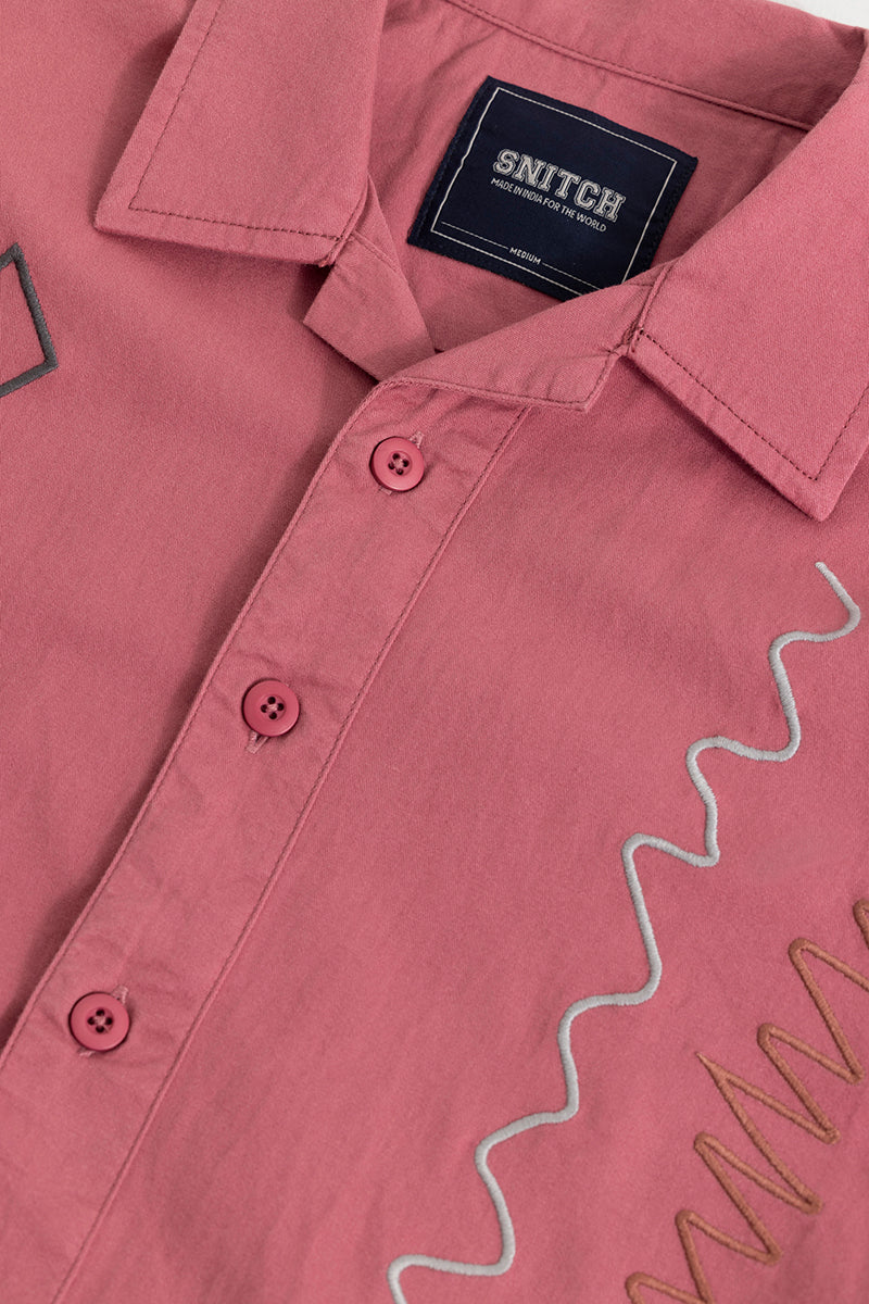 Self Embroided Pink Shirt