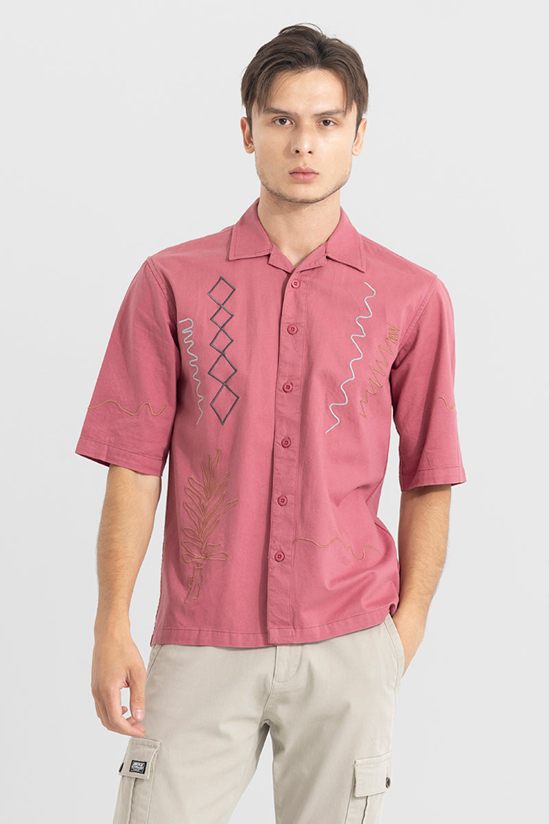 Self Embroided Pink Shirt