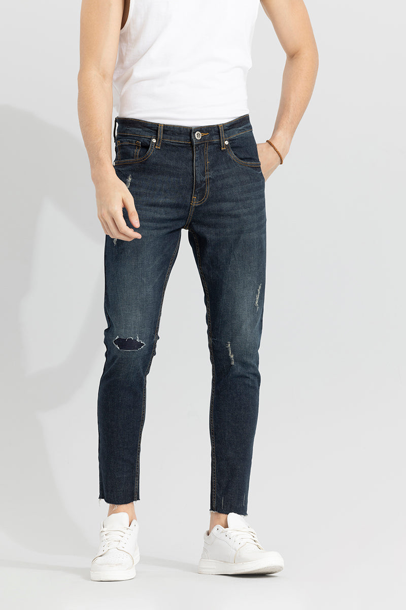 Buy RIPPED STRAIGHT FIT BLUE JEANS for Women Online in India