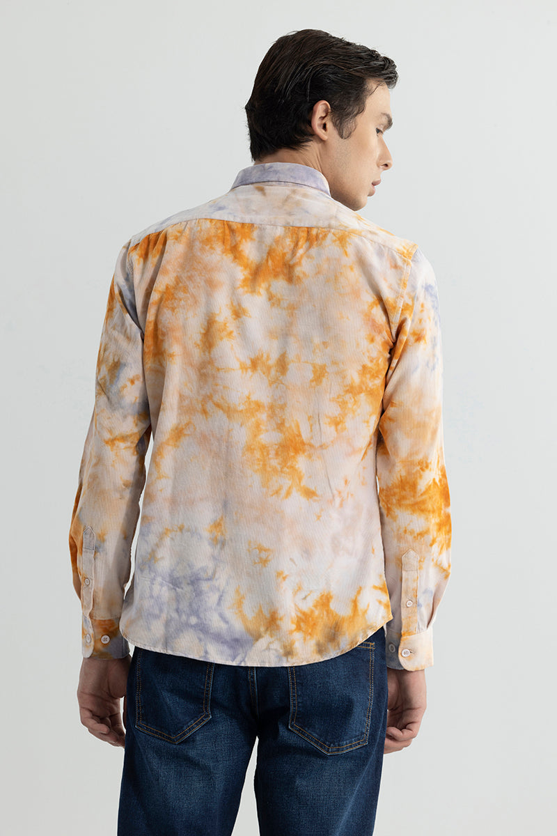 Salvo Tie Dye Orange Corduroy Shirt