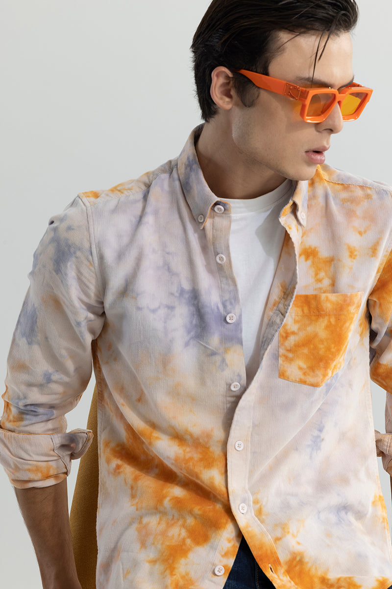 Salvo Tie Dye Orange Corduroy Shirt