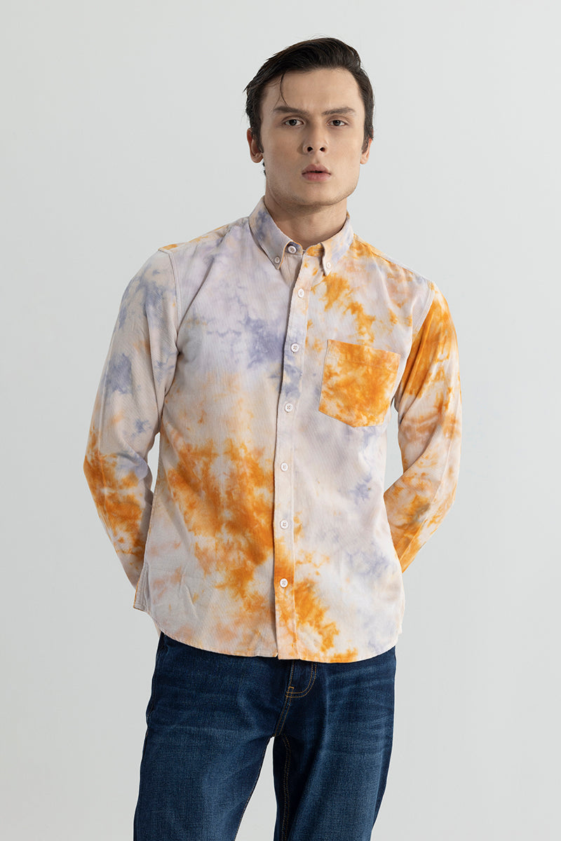 Salvo Tie Dye Orange Corduroy Shirt