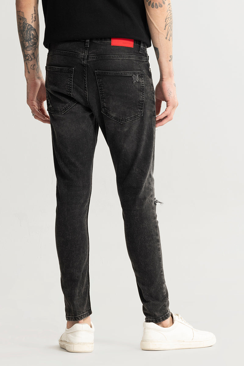 Camo Distressed Charcoal Black Skinny Jeans