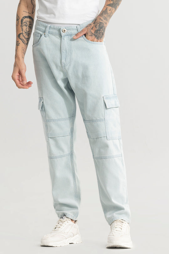 Buy Men's Buzzer Ice Blue Baggy Fit Jeans Online | SNITCH