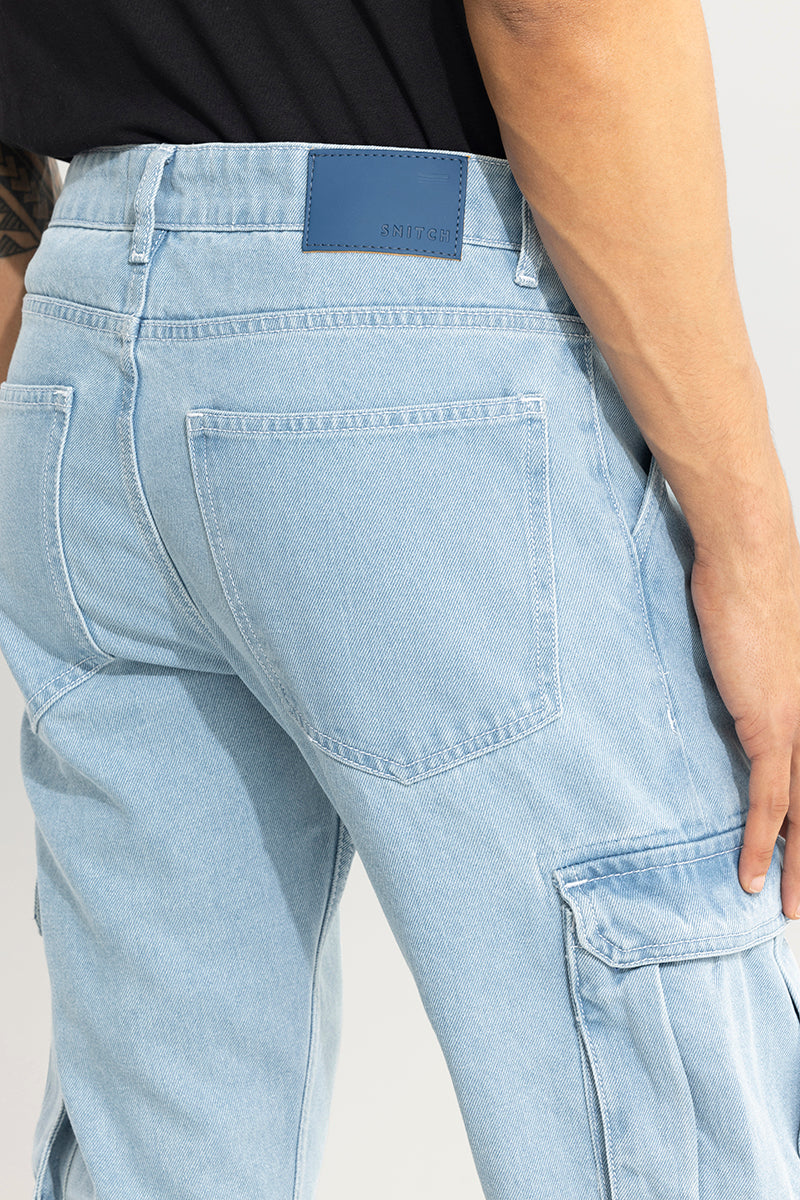 Buy Men's Stagger Sky Blue Straight Fit Jeans Online | SNITCH