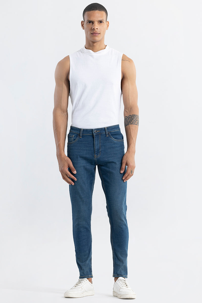 Vizer Washed Blue Skinny Jeans