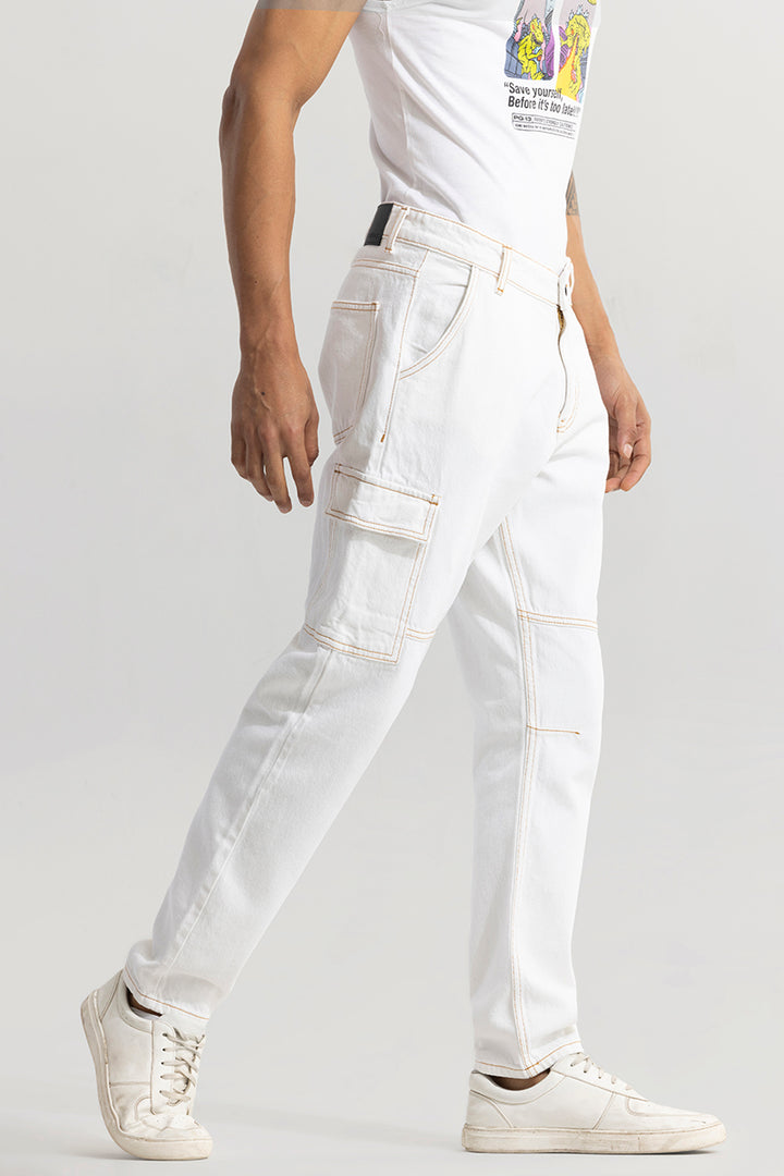 Slinger White Baggy Fit Jeans