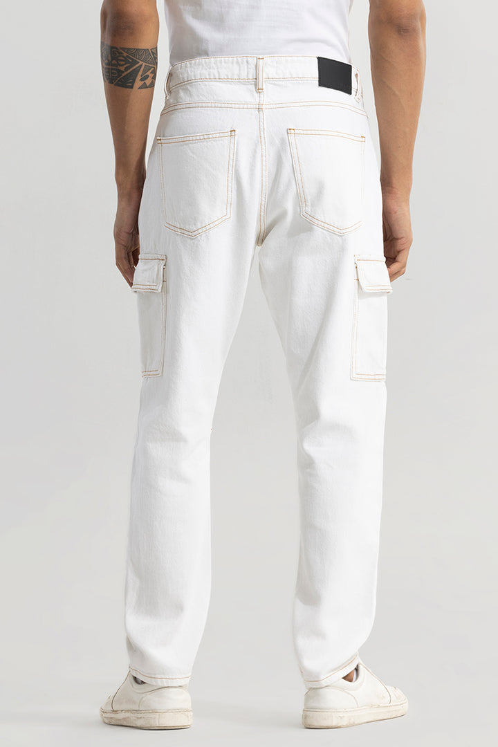 Slinger White Baggy Fit Jeans