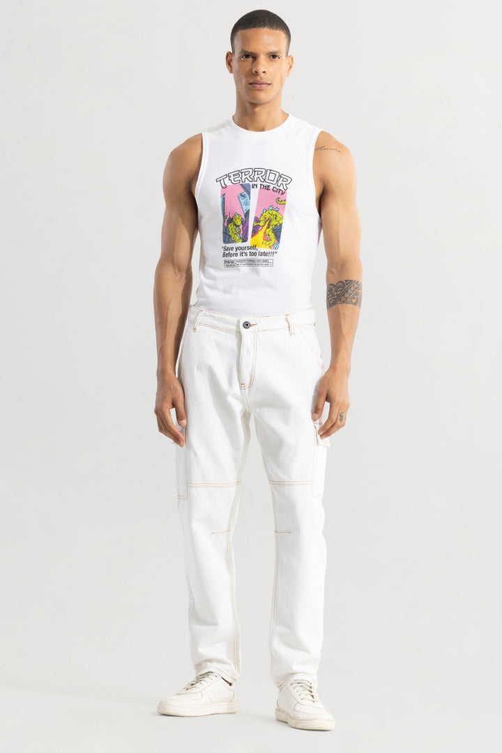 Slinger White Baggy Fit Jeans