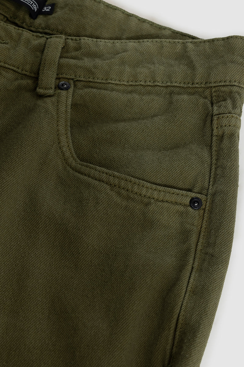 Buy Men's Riotous Olive Baggy Fit jeans Online | SNITCH