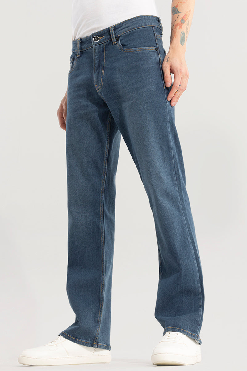 Buy Men's Dazzle Denim Blue Bootcut Jeans Online | SNITCH