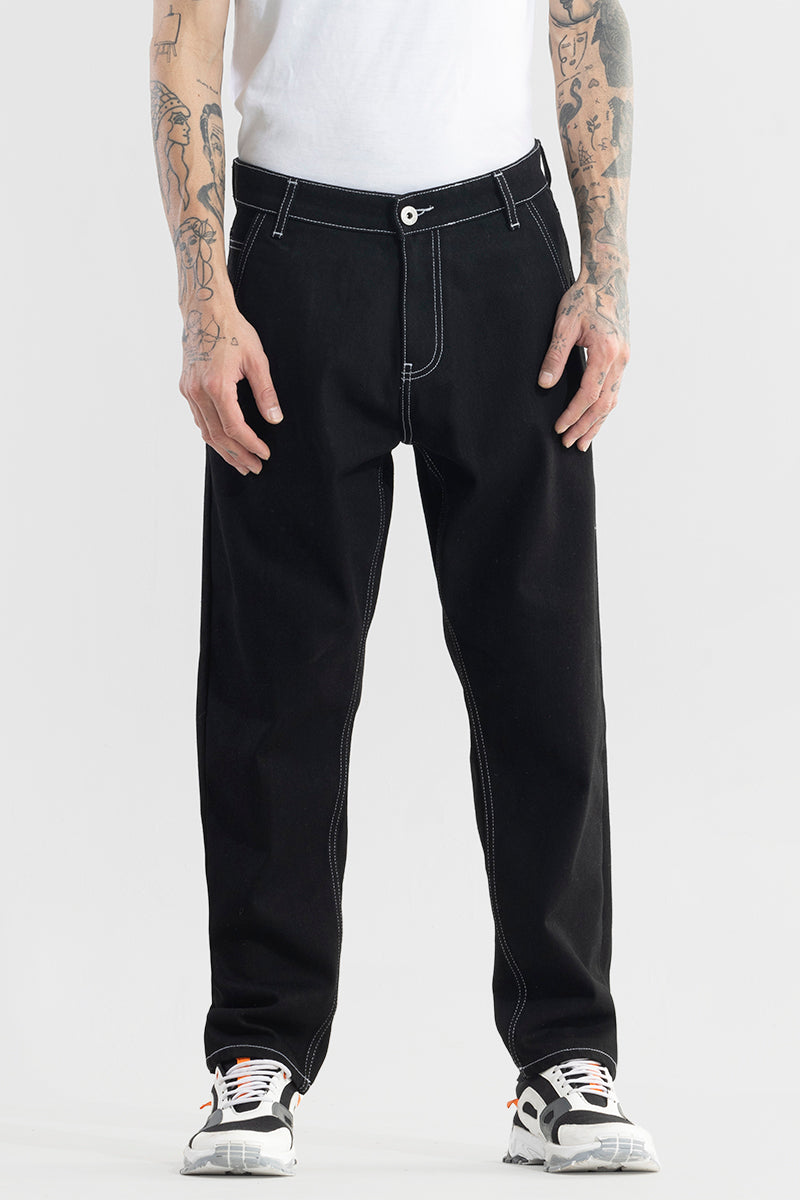 Buy Men's Swayer Black Baggy Fit Jeans Online | SNITCH