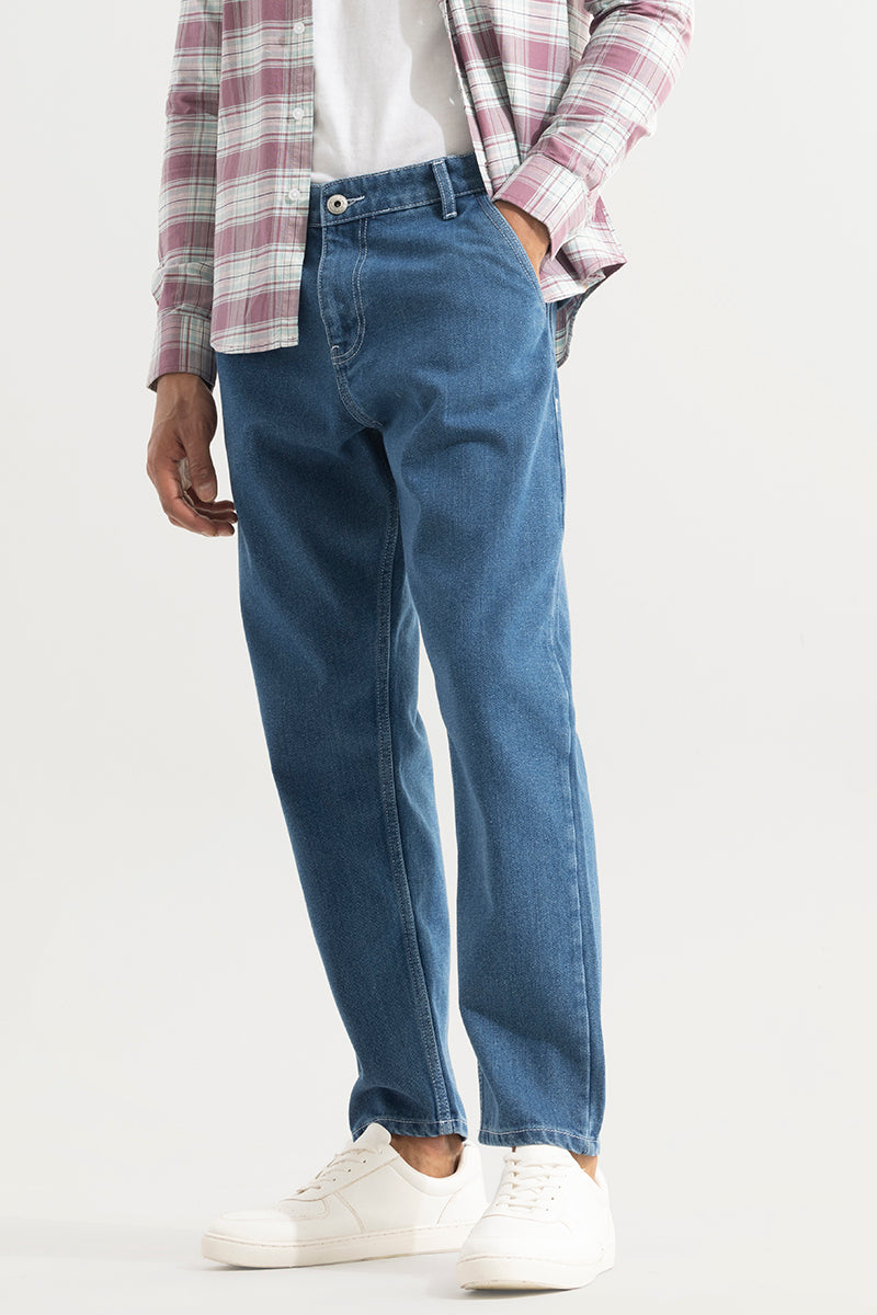 Buy Men's ShadowTwill True Blue Baggy Jeans Online | SNITCH