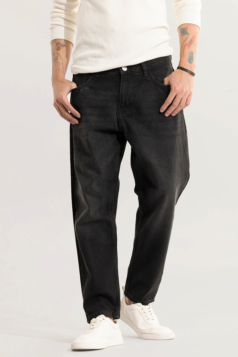 Buy Men's Dusk Mid Black Baggy Fit Jeans Online | SNITCH