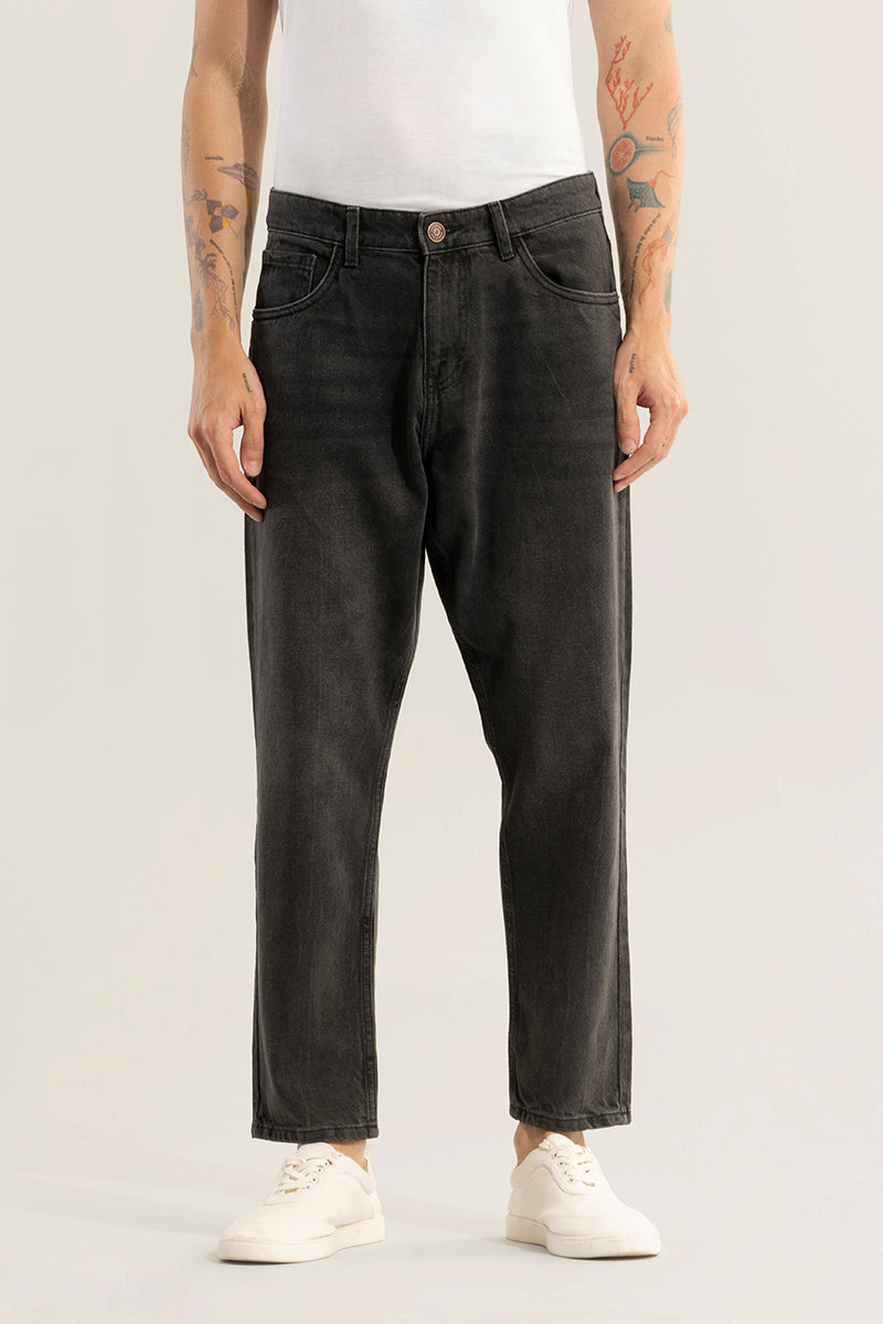 Buy Men's Dusk Washed Black Baggy Fit Jeans Online | SNITCH