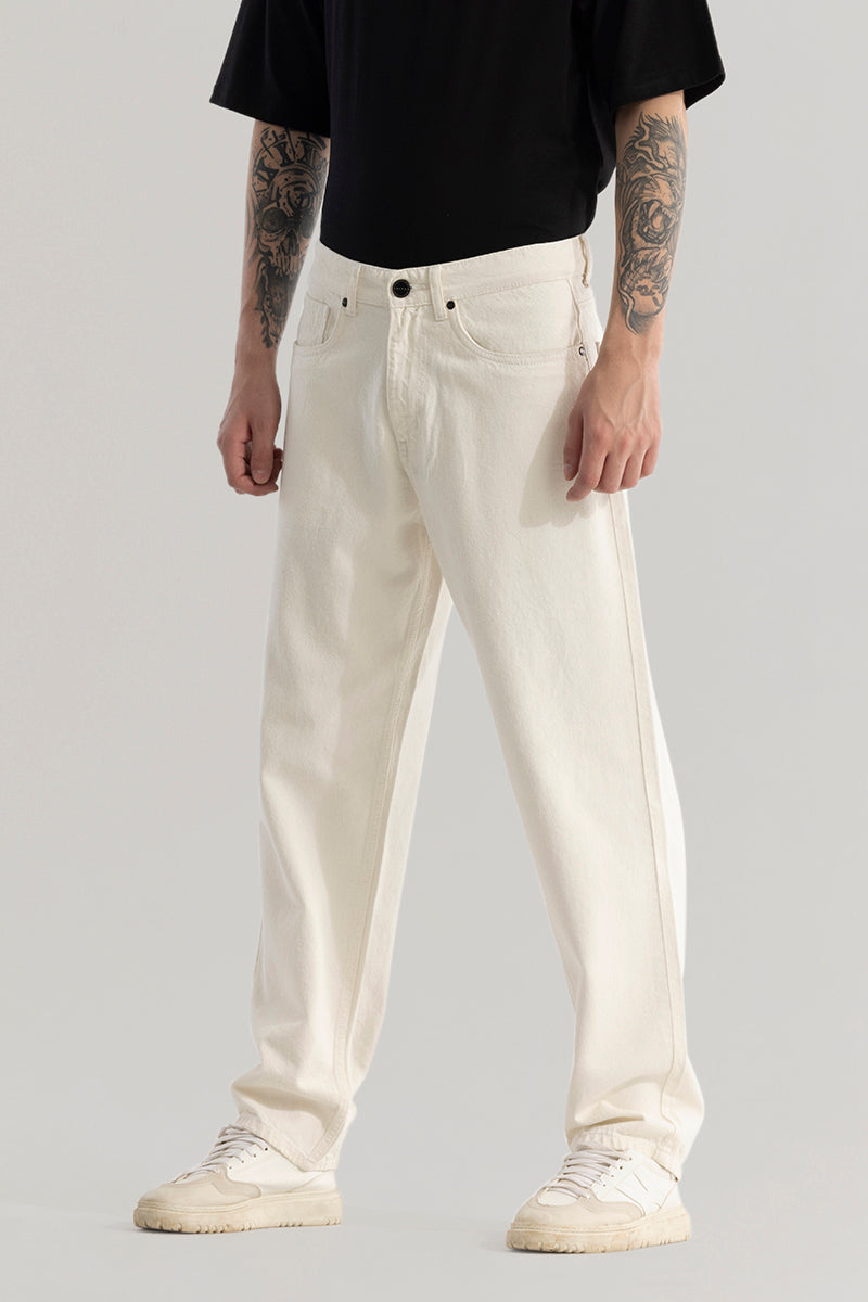 Evader White Baggy Fit Jeans