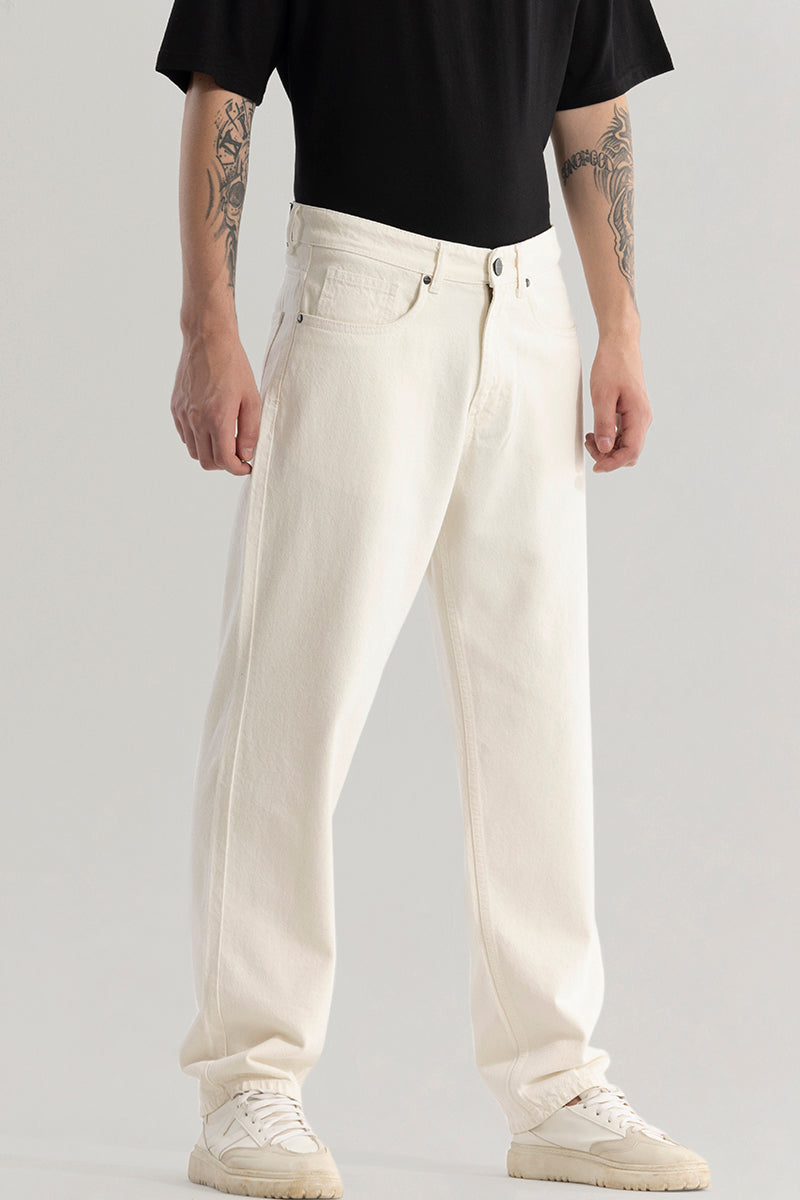 Evader White Baggy Fit Jeans