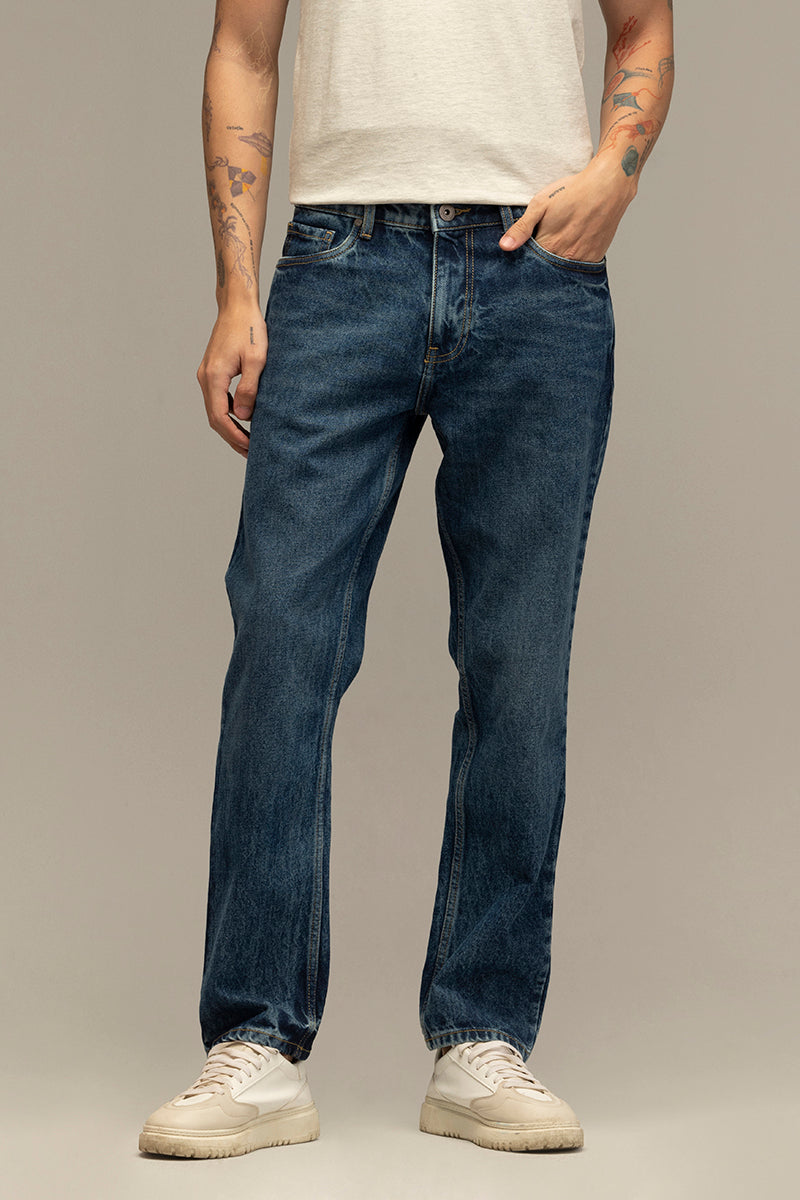 Refined Dark Blue Relaxed Fit Jeans