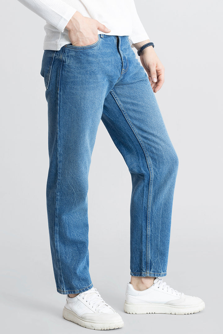 Refined Azure Blue Relaxed Fit Jeans